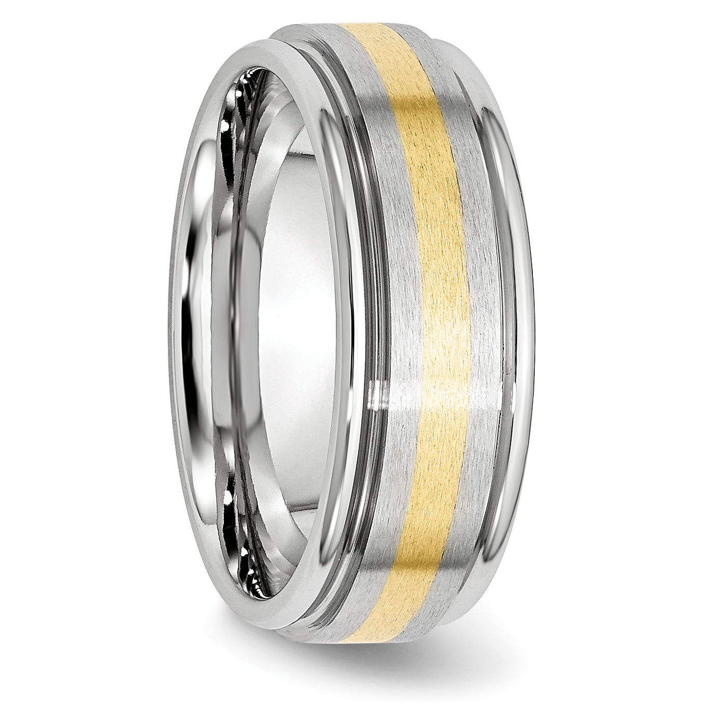 Cobalt 14k Gold Inlay Satin and Polished 8mm Band