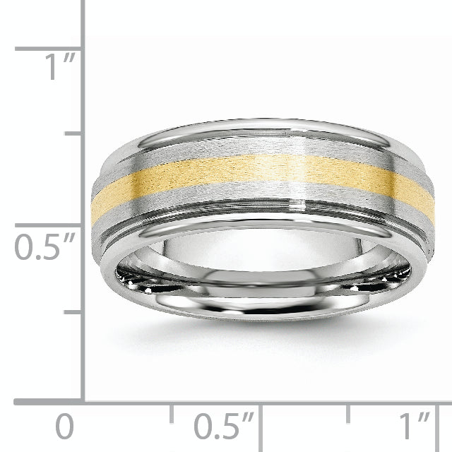 Cobalt 14k Gold Inlay Satin and Polished 8mm Band