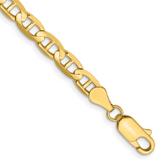 14K 9 inch 4.5mm Concave Anchor with Lobster Clasp Chain