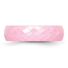 Ceramic Pink Faceted 6mm Polished Band