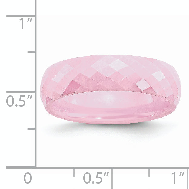 Ceramic Pink Faceted 6mm Polished Band