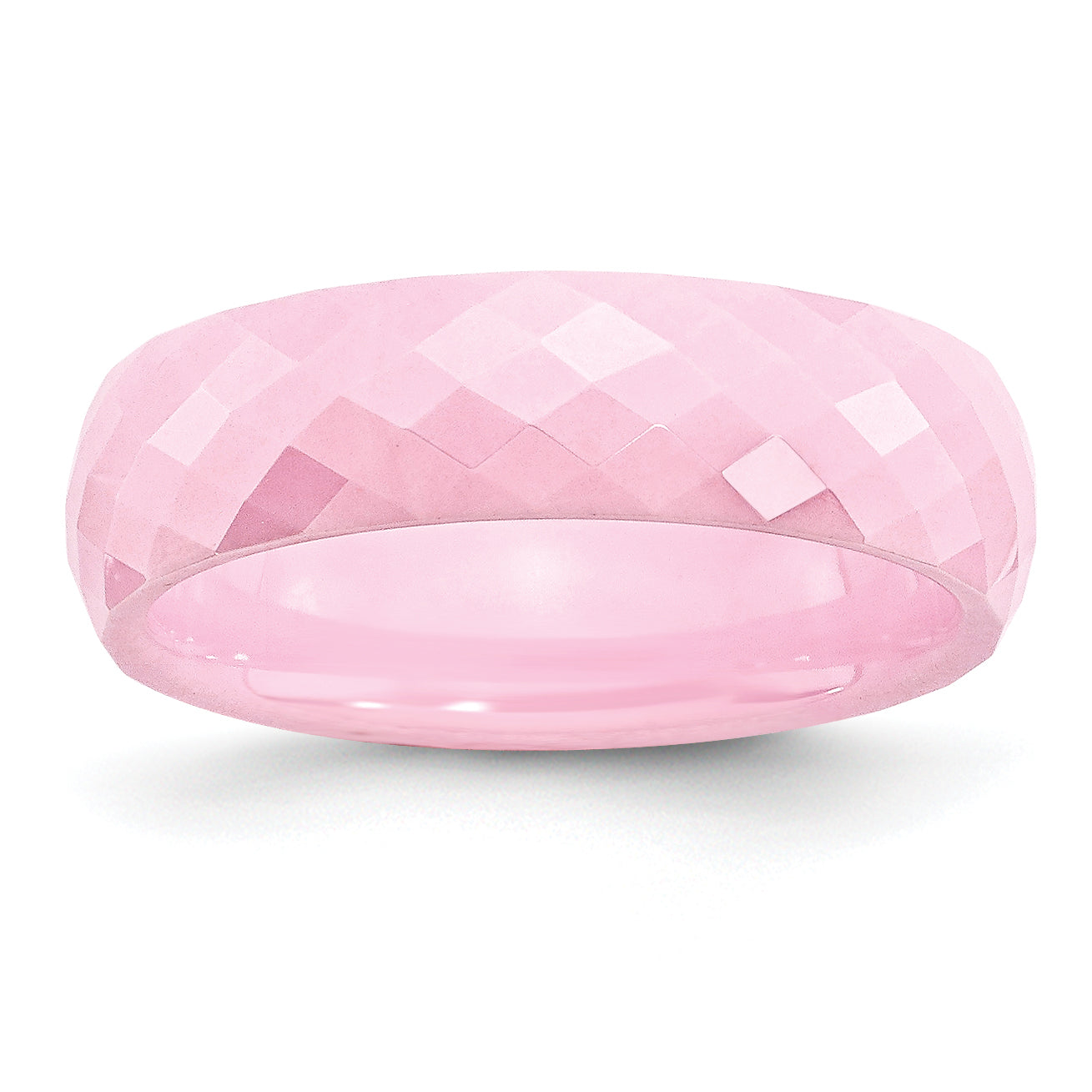 Ceramic Pink Faceted 6mm Polished Band