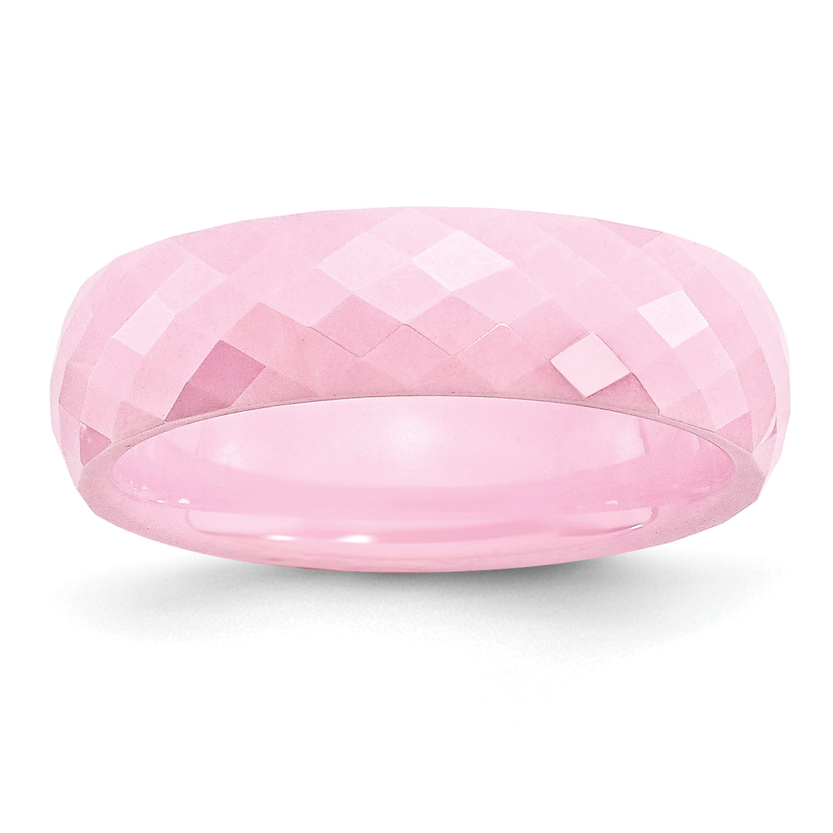 Ceramic Pink Faceted 6mm Polished Band