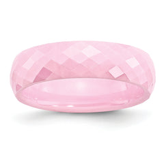 Ceramic Pink Faceted 6mm Polished Band