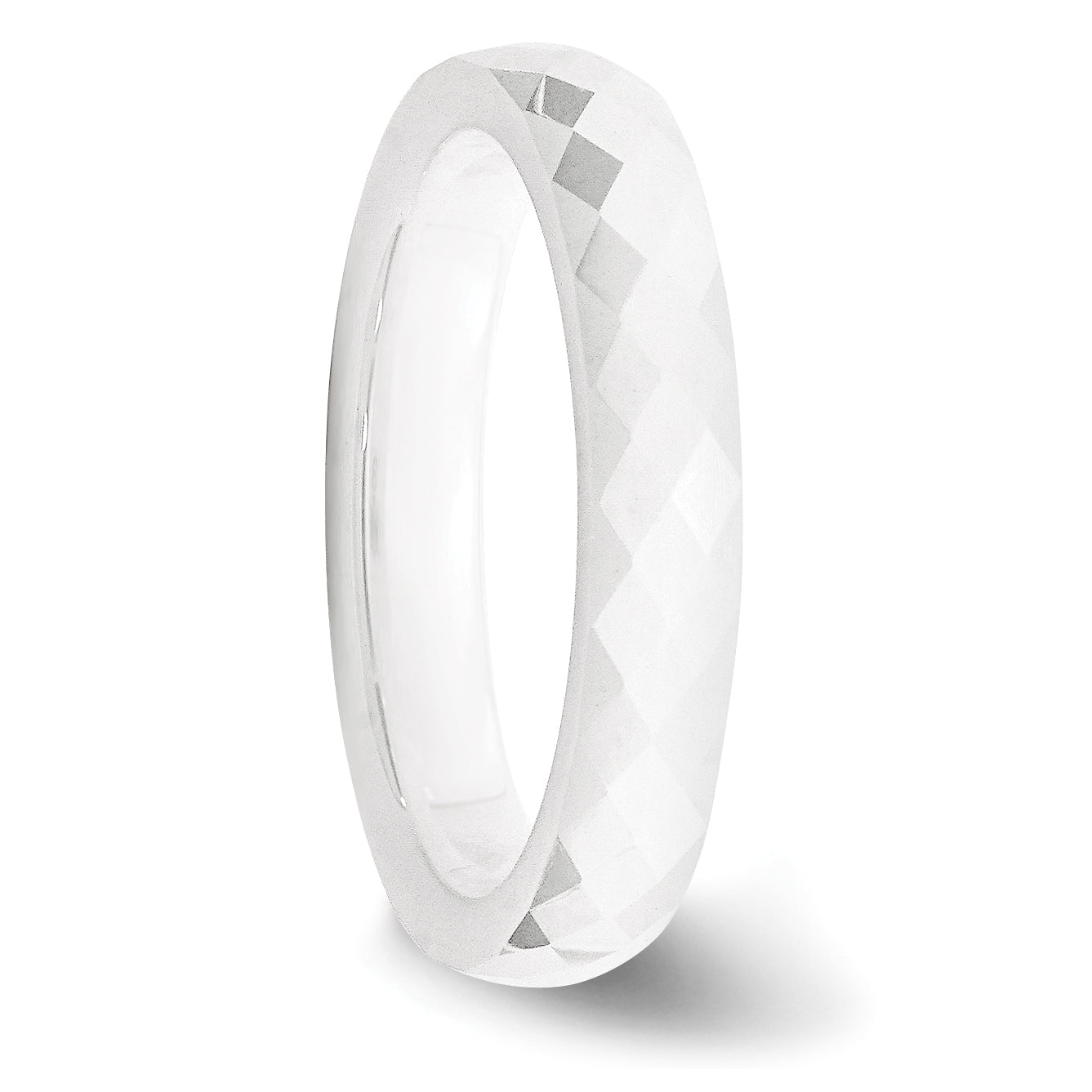 Ceramic White 4mm Faceted Polished Band