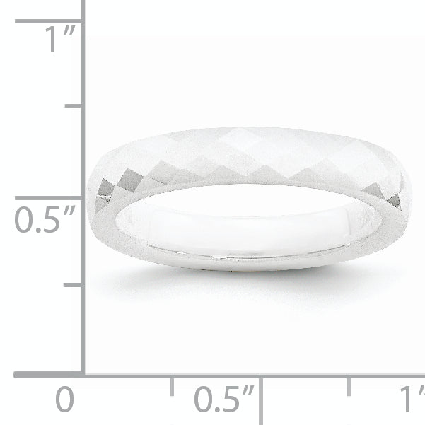 Ceramic White 4mm Faceted Polished Band