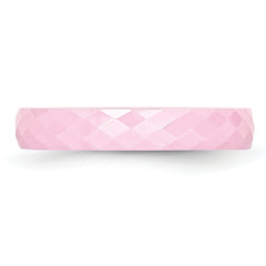 Ceramic Pink 4mm Faceted Polished Band