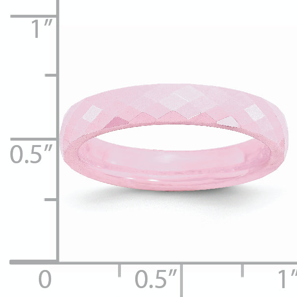 Ceramic Pink 4mm Faceted Polished Band