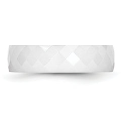 Ceramic White 6mm Faceted Polished Band