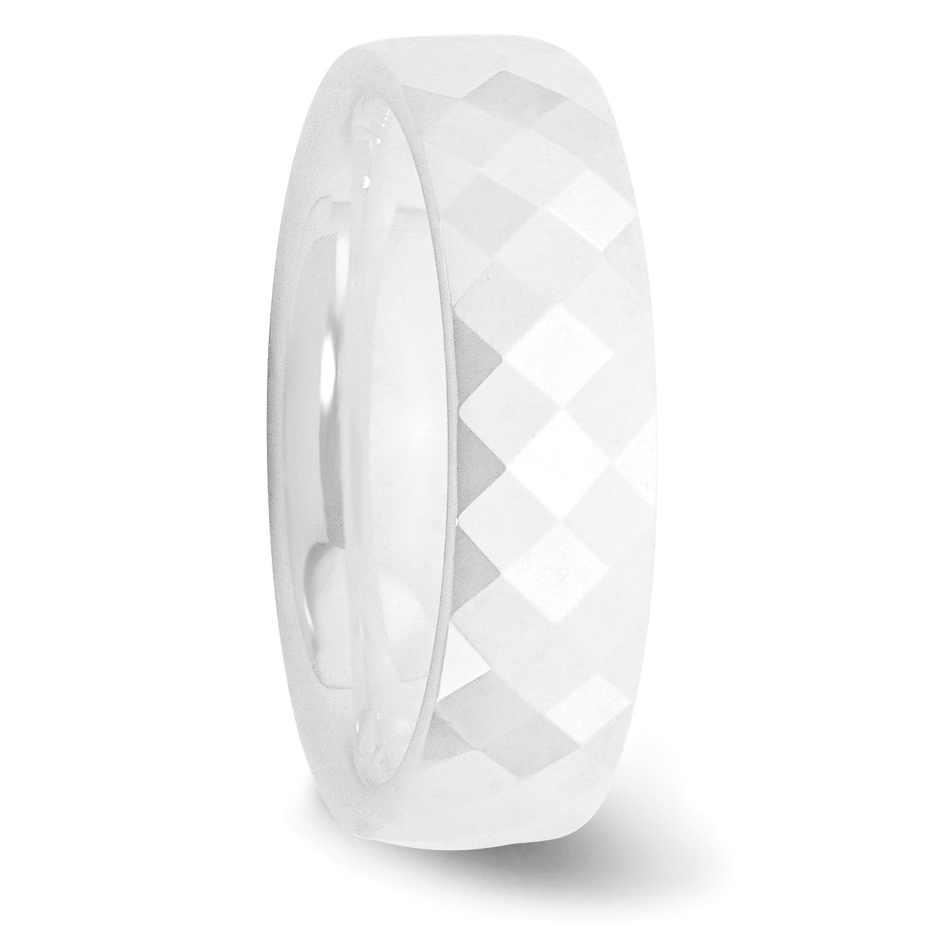 Ceramic White 6mm Faceted Polished Band