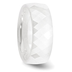 Ceramic White Faceted 8mm Polished Band