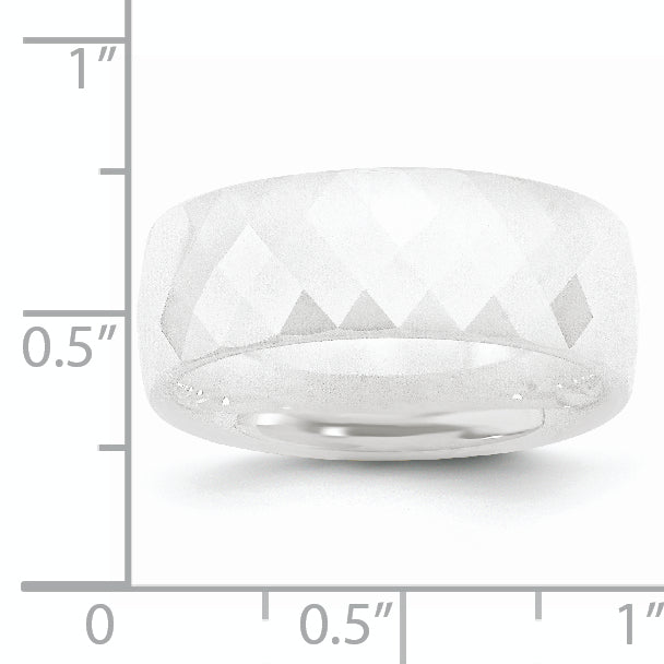 Ceramic White Faceted 8mm Polished Band