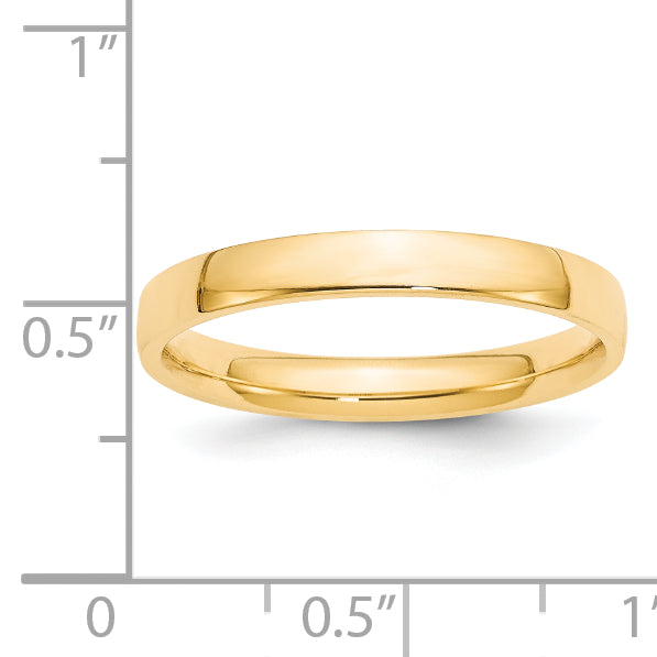 14k Yellow Gold 3mm Lightweight Comfort Fit Wedding Band Size 4