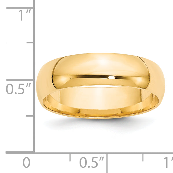 14k Yellow Gold 6mm Lightweight Comfort Fit Wedding Band Size 4