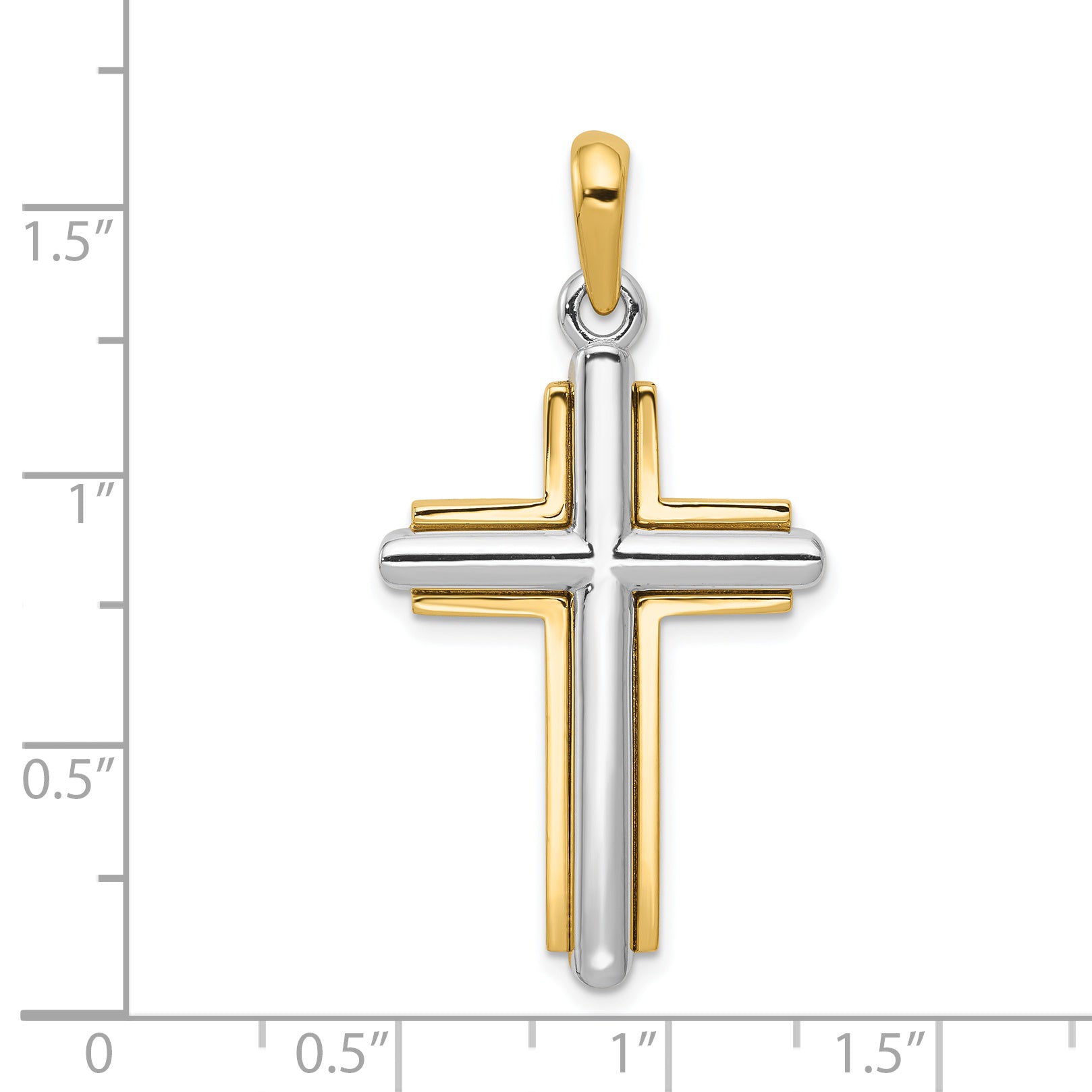 14K Two-Tone Gold Cross Pendant with Polished Back Elegant Design