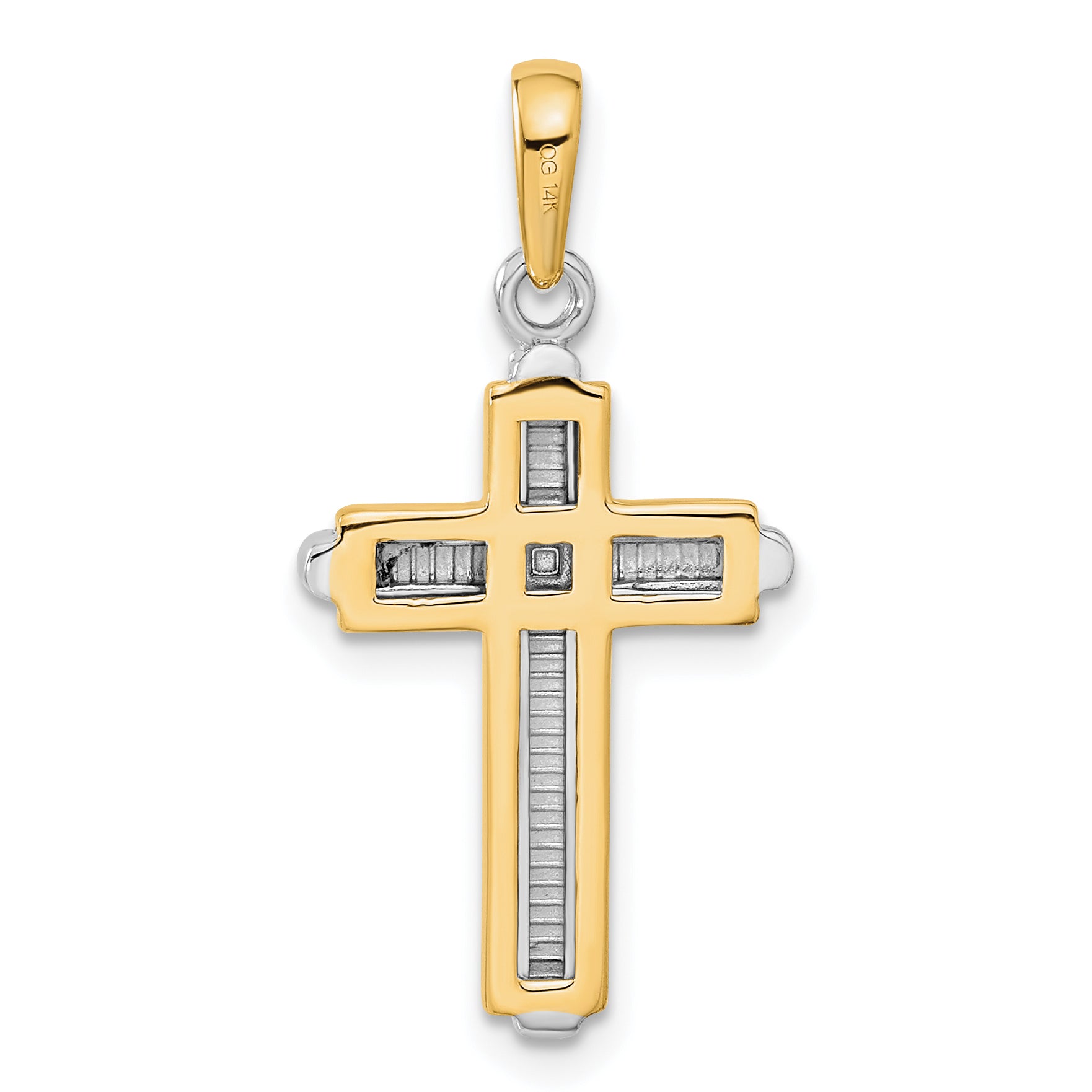 14K Two-Tone Gold Cross Pendant with Polished Finish