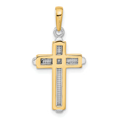 14K Two-Tone Gold Cross Pendant with Polished Finish