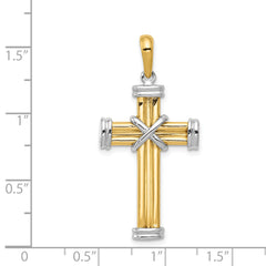 14K Two-Tone Gold Latin Cross Pendant with Polished Finish