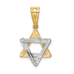 14K Two-Tone Gold Star of David Pendant with Elegant Closed Back Design