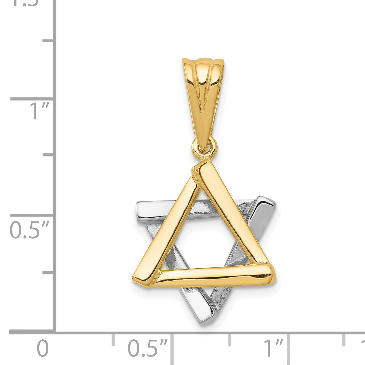 14K Two-Tone Gold Star of David Pendant with Elegant Closed Back Design