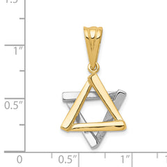 14K Two-Tone Gold Star of David Pendant with Elegant Closed Back Design