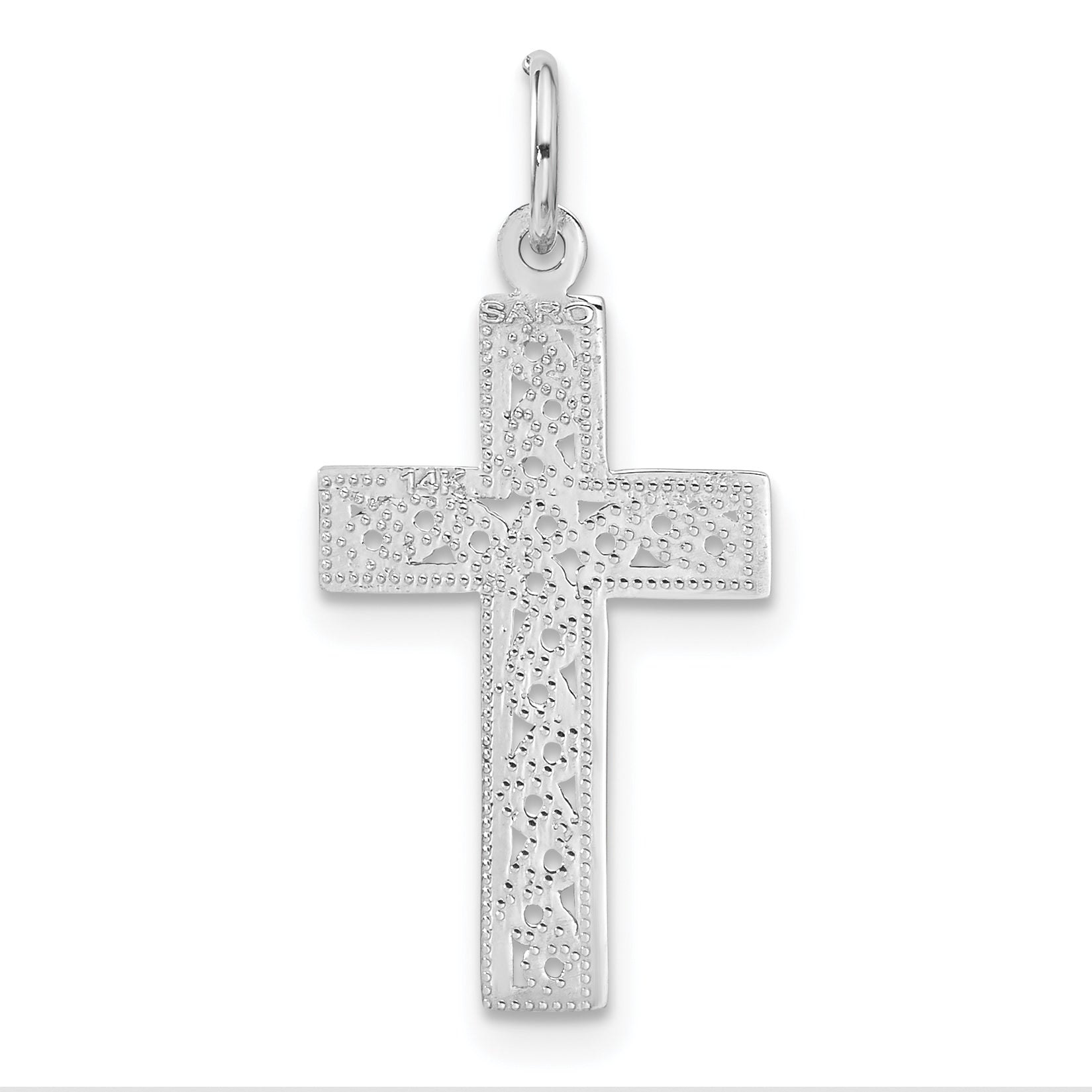 14k White Gold Cross Charm