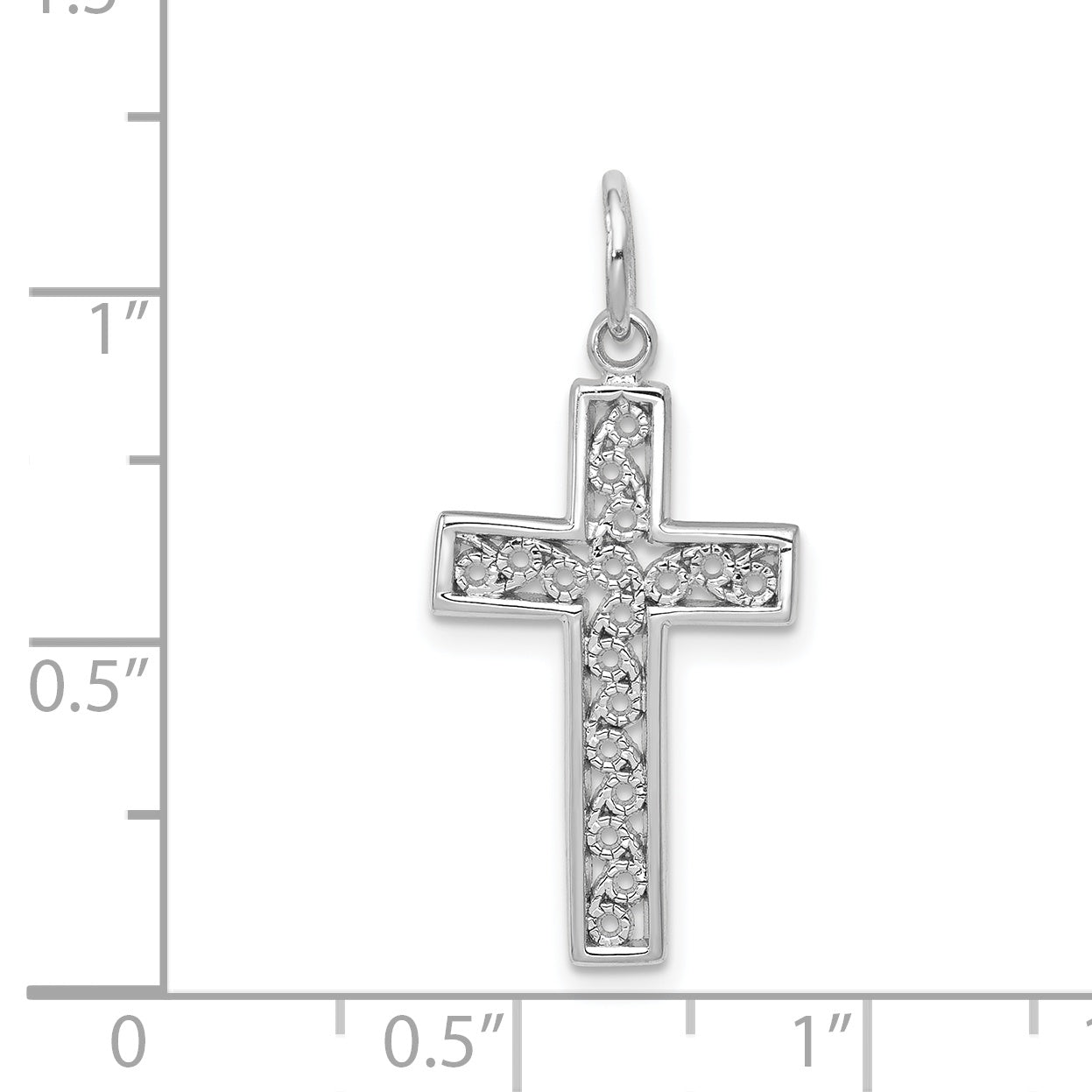 14K White Gold Cross Charm with Rhodium Plating Elegant and Timeless Design