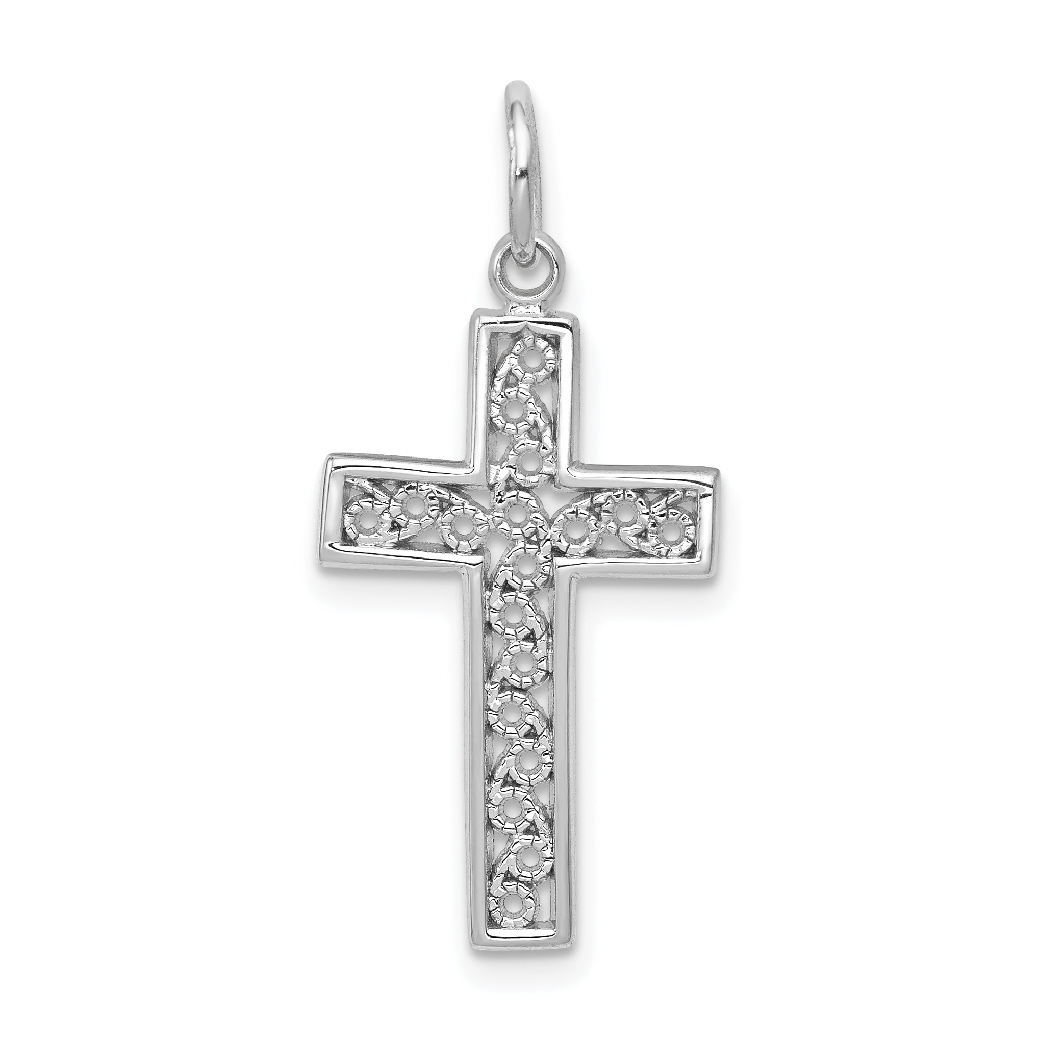 14k White Gold Cross Charm