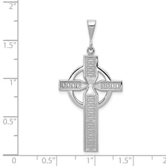 14K White Gold Celtic Cross Charm with Polished Rhodium Finish