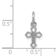 14K White Gold Passion Cross Charm with Rhodium Plating Elegant and Solid Design