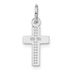 14K White Gold Cross Charm with Polished Rhodium Finish