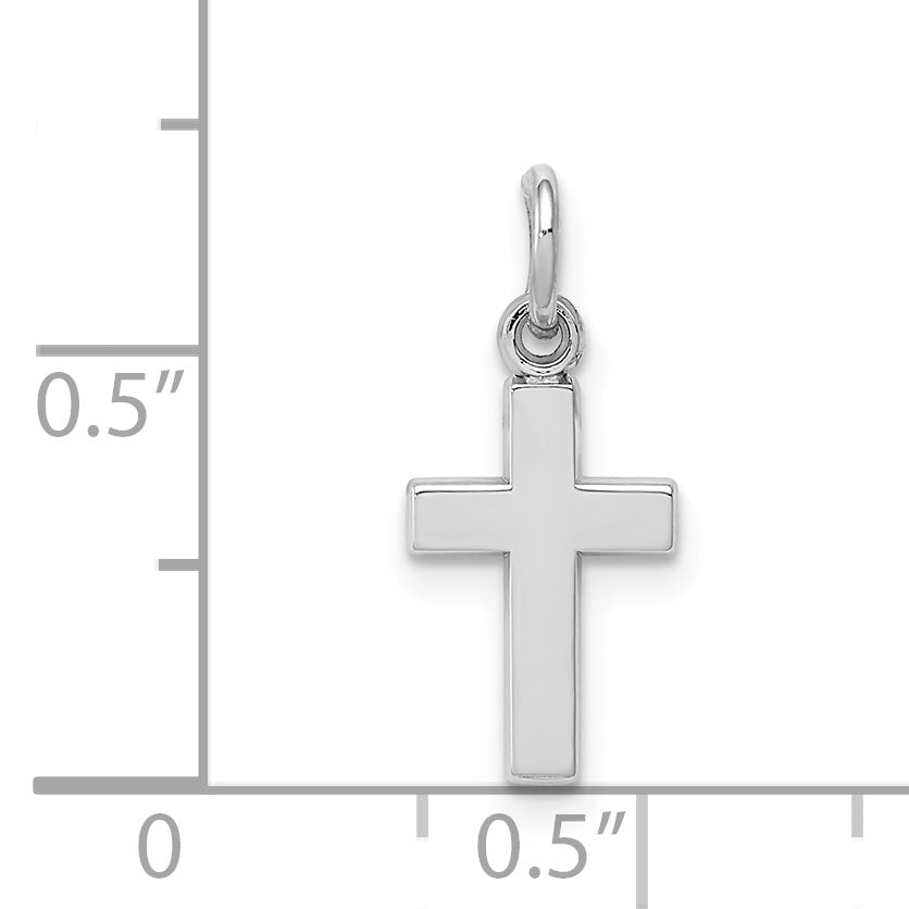 14K White Gold Cross Charm with Polished Rhodium Finish