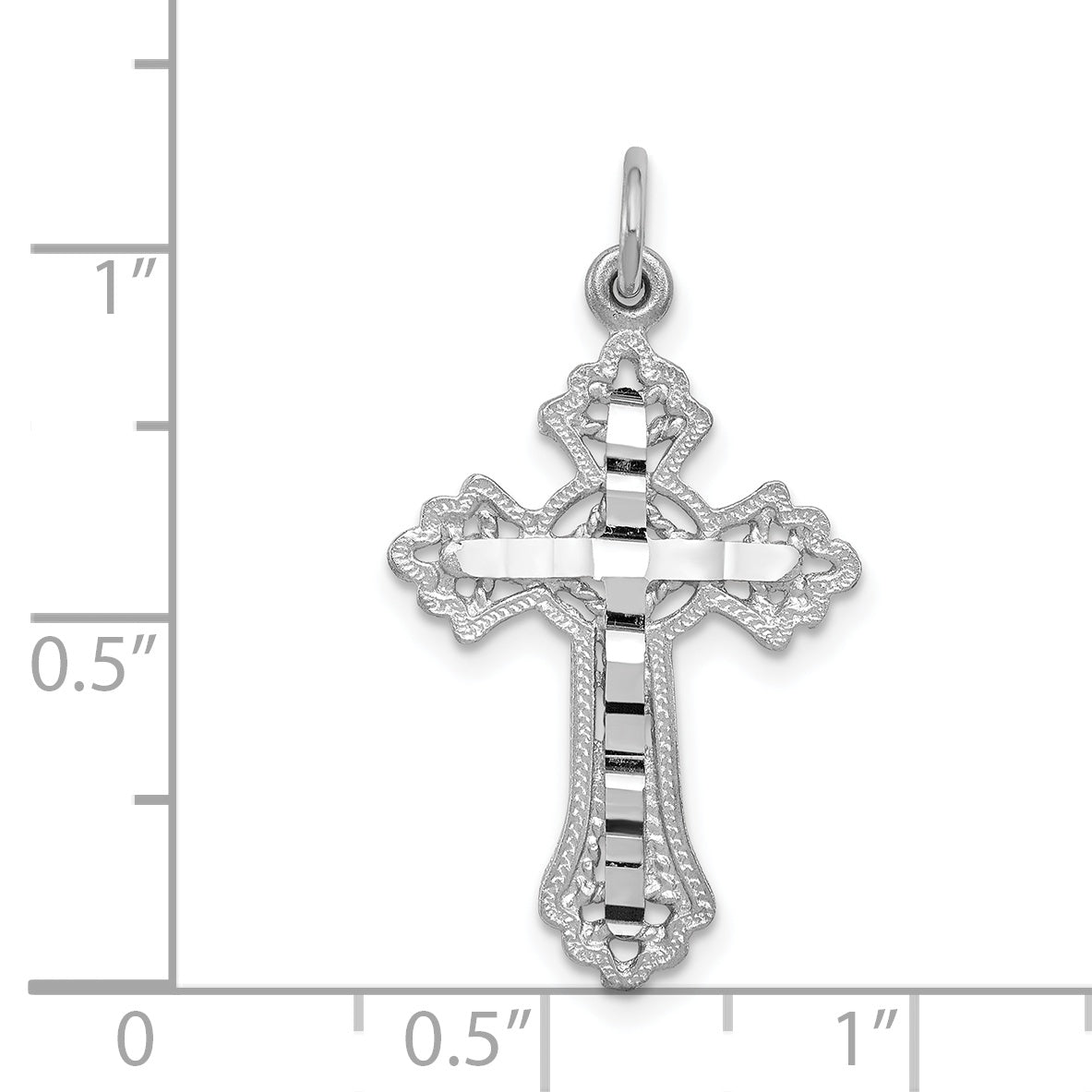 14k White Gold Cross Charm