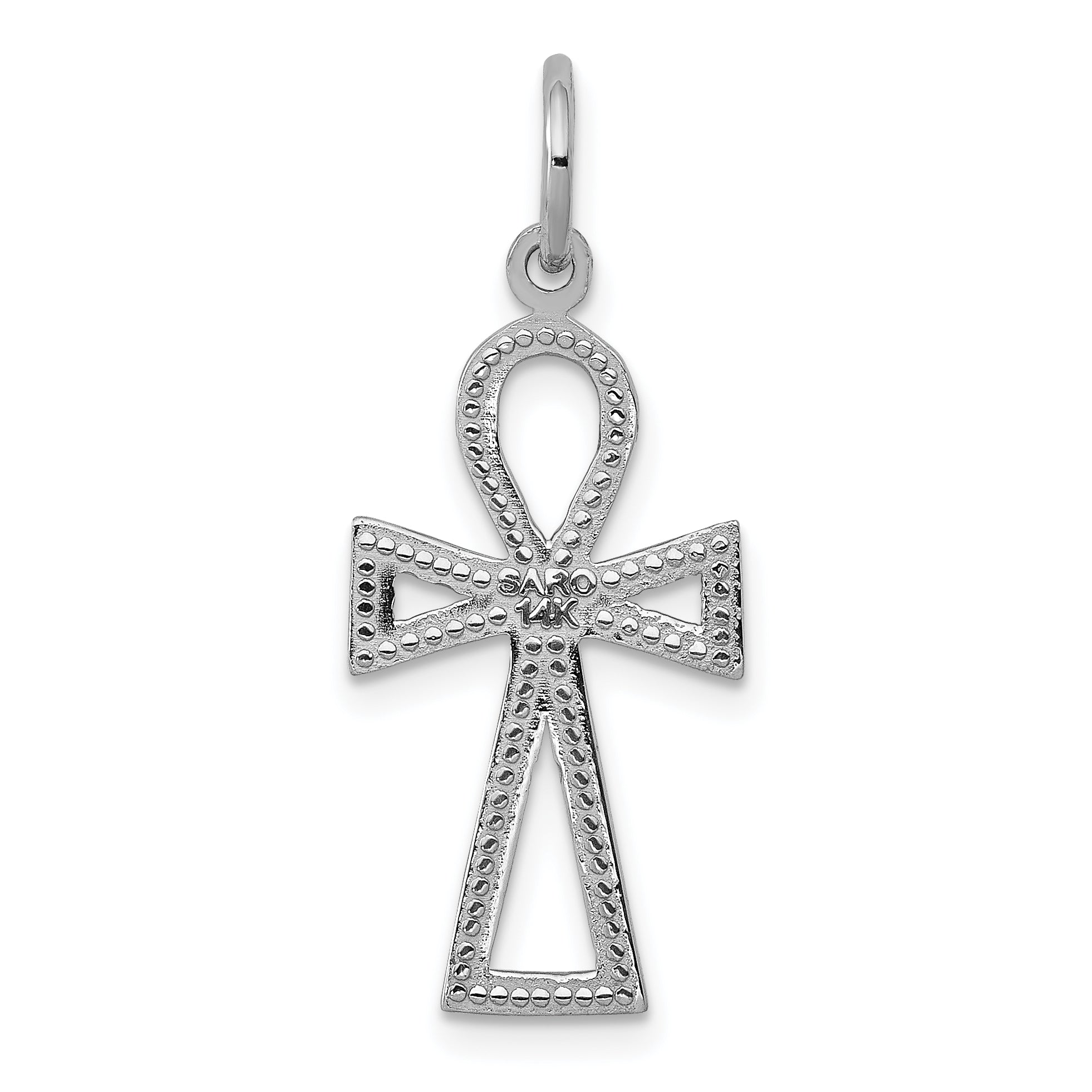 14k White Gold Ankh Cross Charm