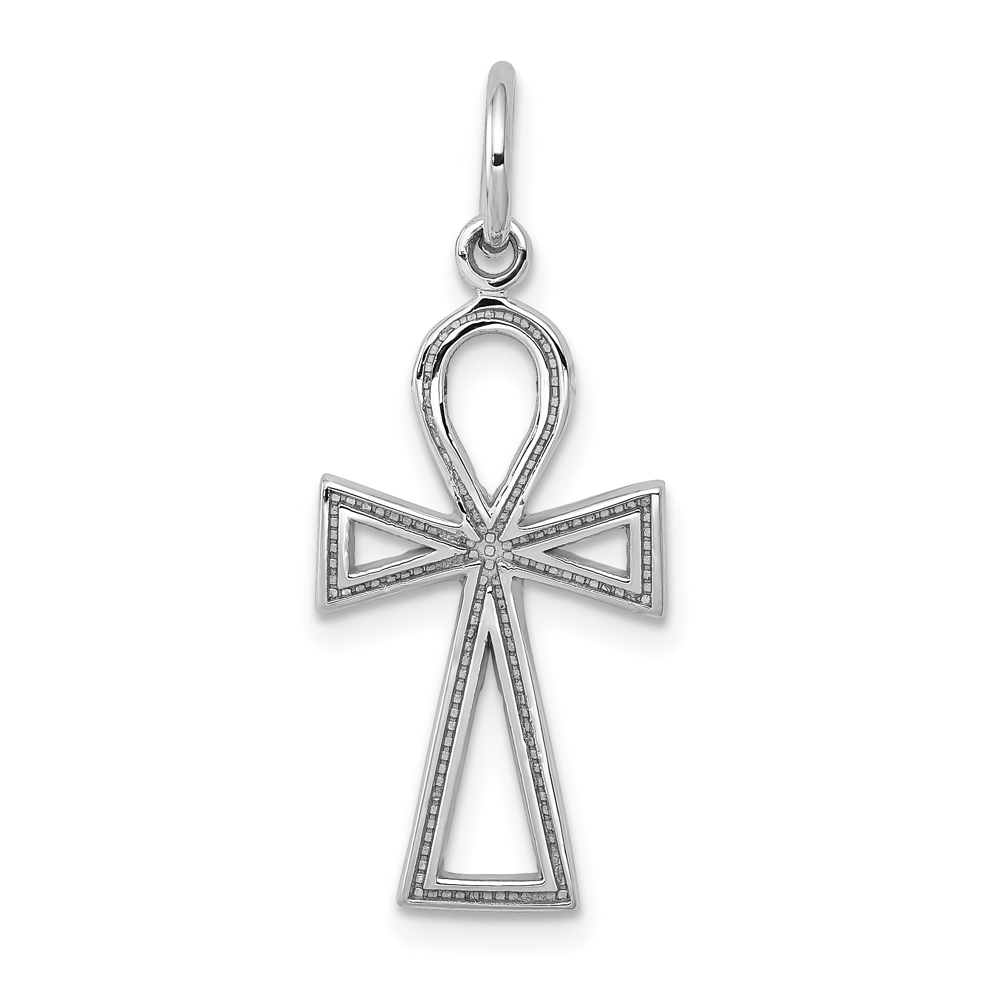 14k White Gold Ankh Cross Charm