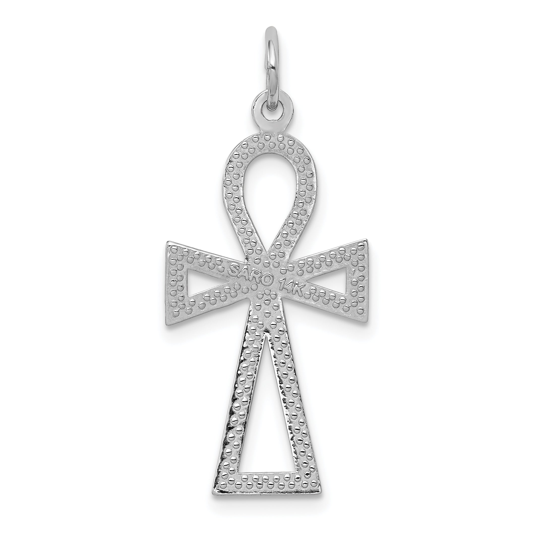 14k White Gold Ankh Cross Pendant