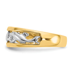 14k With Rhodium Dolphin Ring