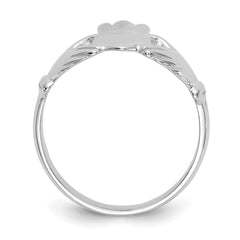 14k White Gold Polished Claddagh Ring