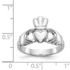 14k White Gold Polished Claddagh Ring