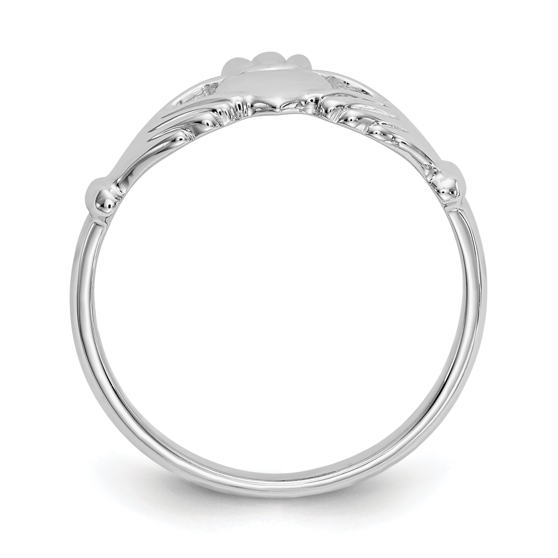 14k White Gold Polished Claddagh Ring