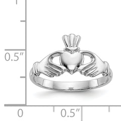 14k White Gold Polished Claddagh Ring