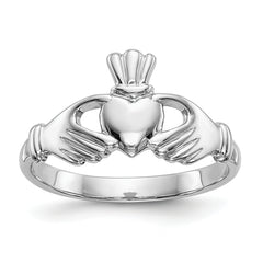 14k White Gold Polished Claddagh Ring