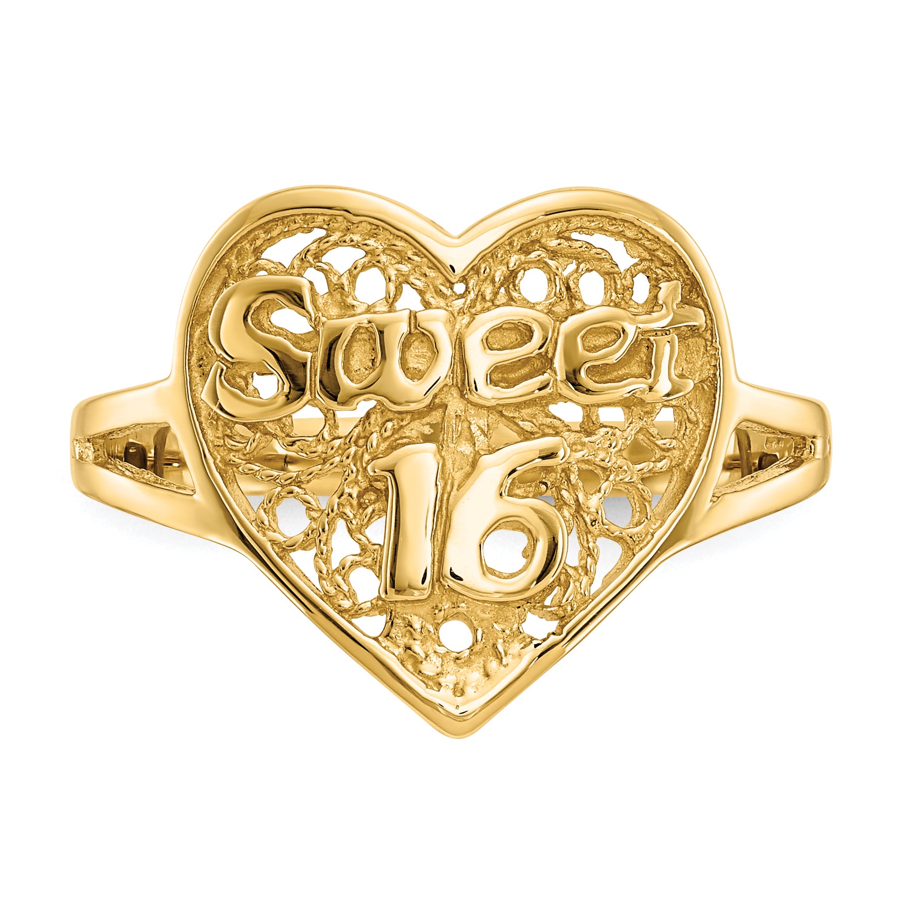 14k Sweet 16 Heart Ring