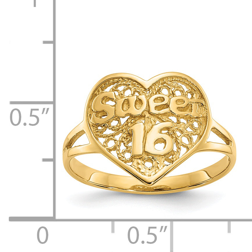 14k Sweet 16 Heart Ring