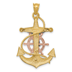 14k Tri-color Mariners Cross Pendant