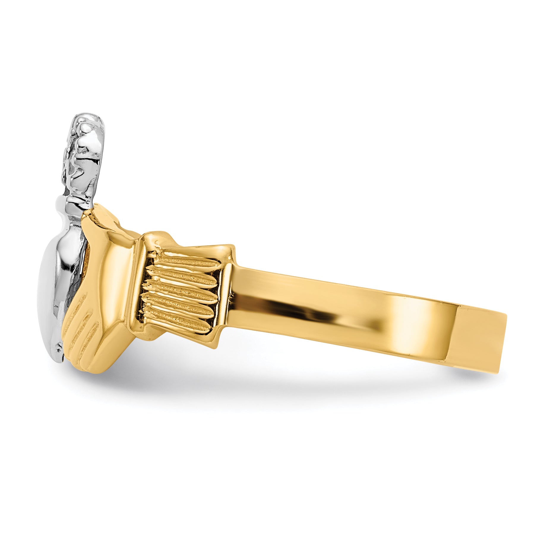 14k Two-tone Polished Claddagh Ring