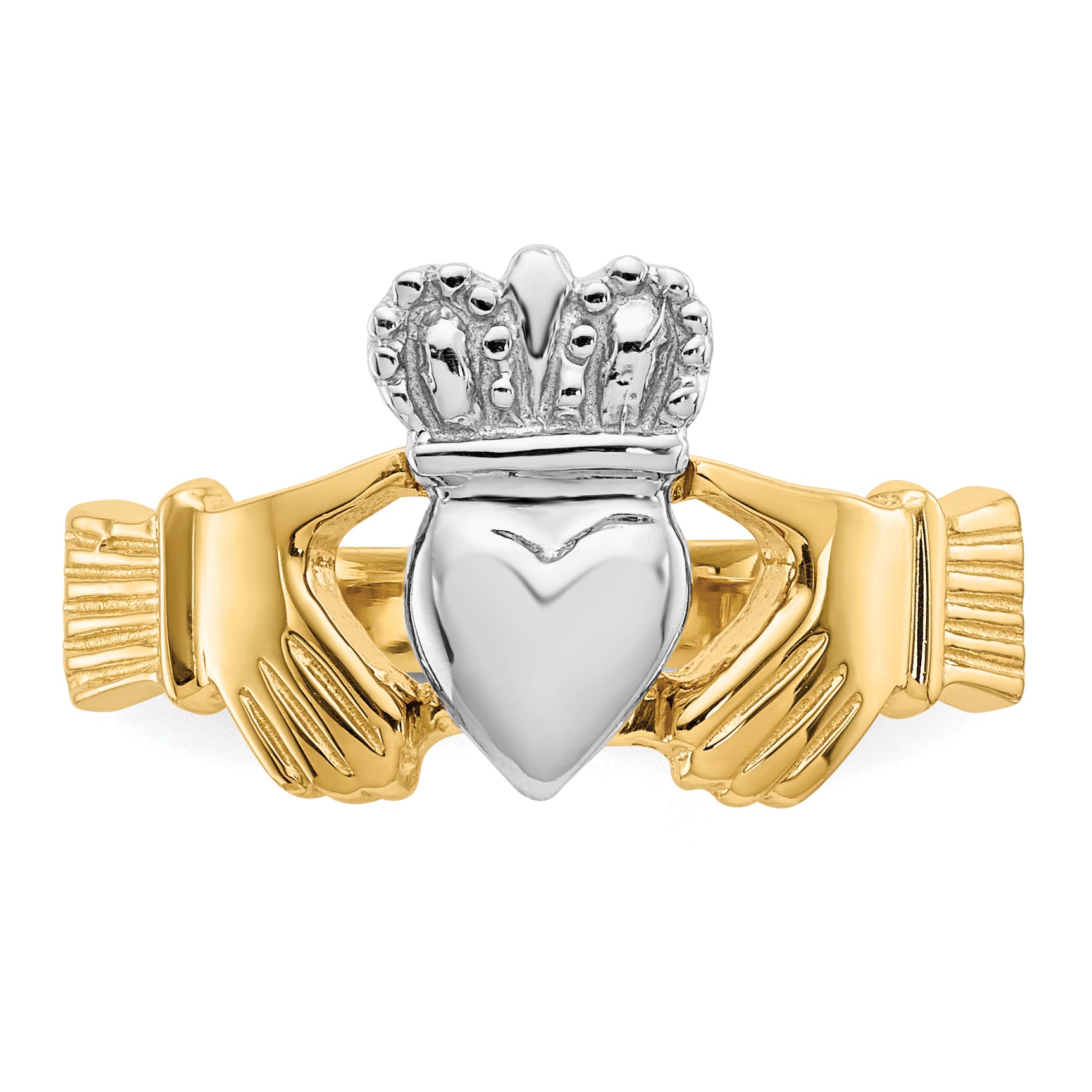 14k Two-tone Polished Claddagh Ring