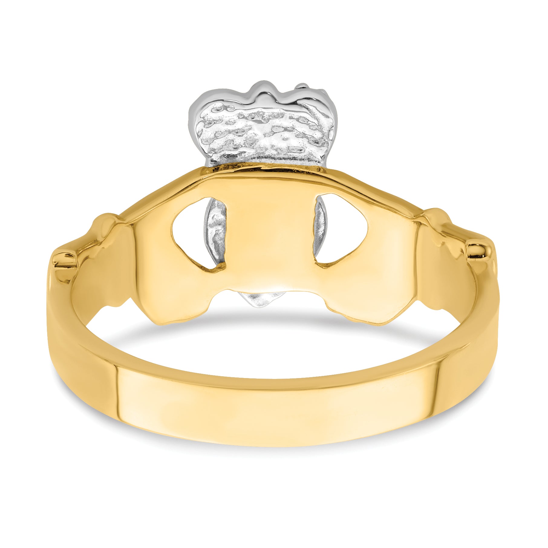 14k Two-tone Polished Claddagh Ring