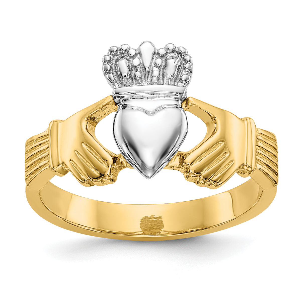 14k Two-tone Polished Claddagh Ring