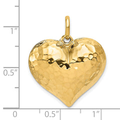 14K Gold 3D Heart Pendant with Polished & Hammered Finish